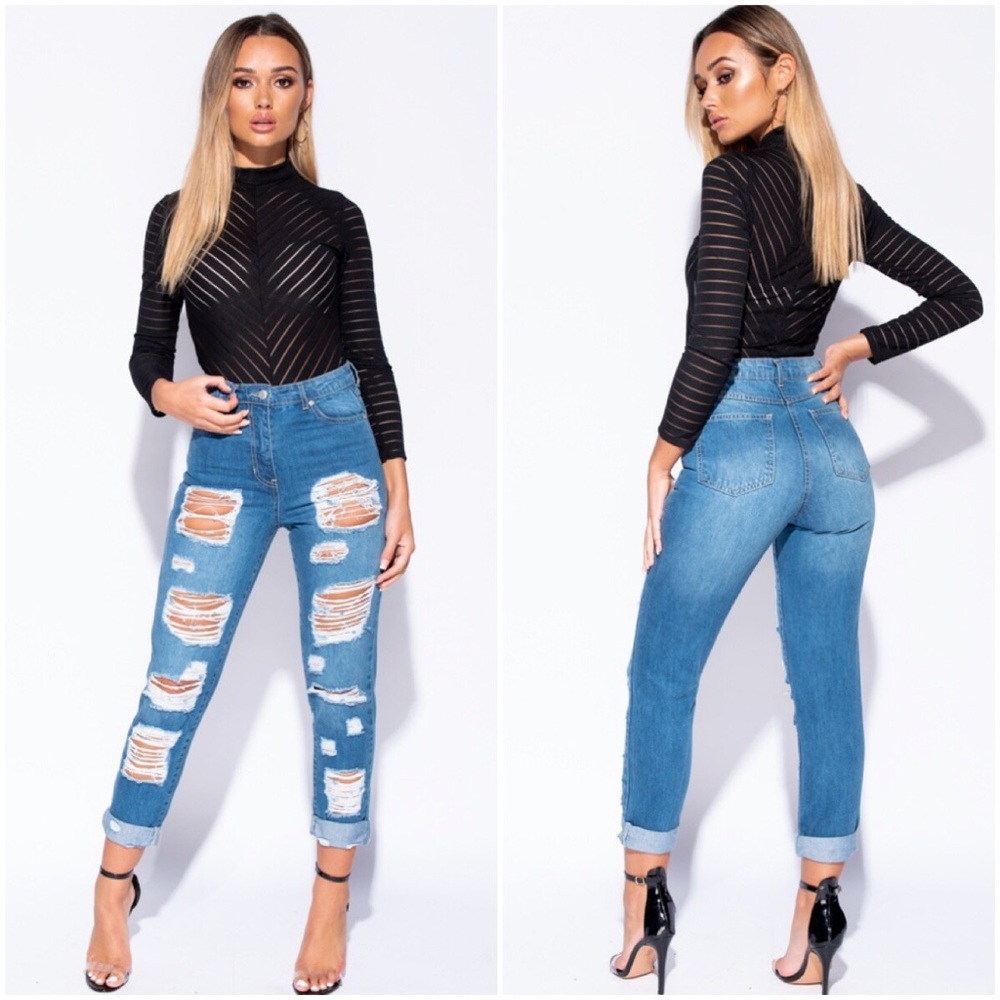 Bev | High Waist Distressed Boyfriend Jeans - Picture 5 of 5